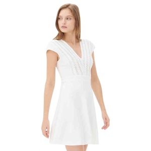 Sandro Radical honecomb mesh paneled woven dress